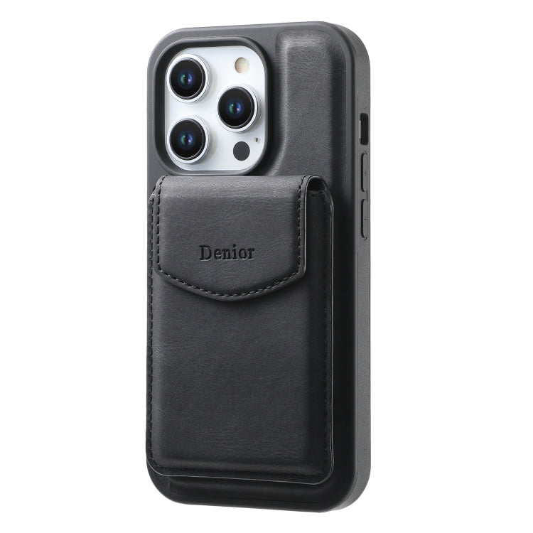 For iPhone 16 Plus Denior D20 Skin Feel MagSafe Holder Detachable Card Slot Phone Case(Black) - iPhone 16 Plus Cases by Denior | Online Shopping South Africa | PMC Jewellery | Buy Now Pay Later Mobicred