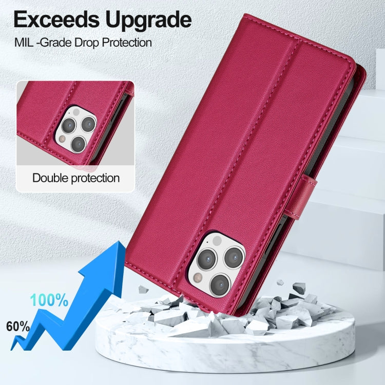 For iPhone 12 / 12 Pro LC.IMEEKE L2 Series Detachable Magsafe PU Phone Case with Lanyard(Red) - iPhone 12 / 12 Pro Cases by LC.IMEEKE | Online Shopping South Africa | PMC Jewellery | Buy Now Pay Later Mobicred