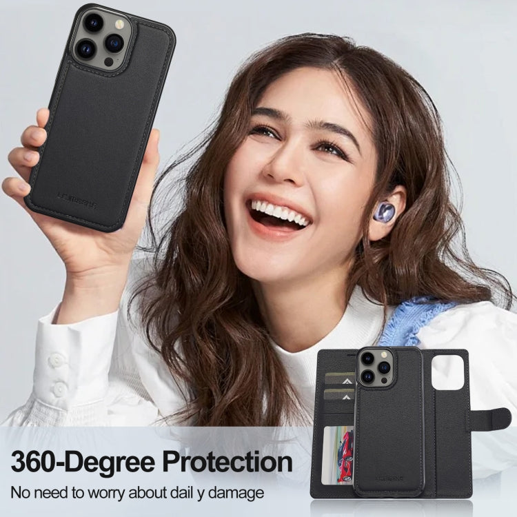 For iPhone 13 Pro Max LC.IMEEKE L2 Series Detachable Magsafe PU Phone Case with Lanyard(Black) - free shipping - PMC Jewellery - Order now!