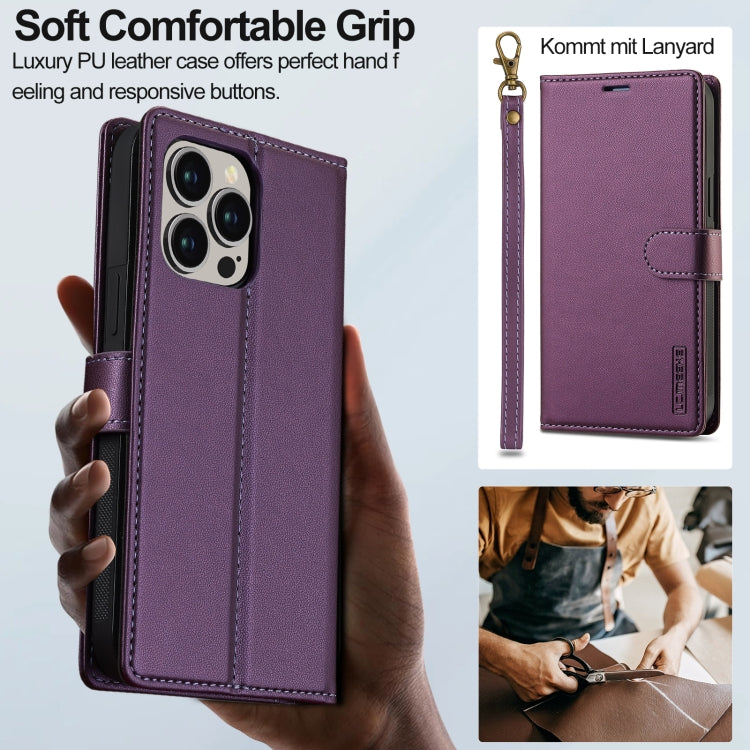 For iPhone 13 Pro Max LC.IMEEKE L2 Series Detachable Magsafe PU Phone Case with Lanyard(Purple) - iPhone 13 Pro Max Cases by LC.IMEEKE | Online Shopping South Africa | PMC Jewellery | Buy Now Pay Later Mobicred