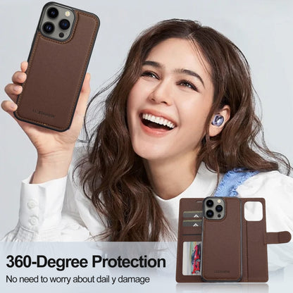 For iPhone 13 Pro LC.IMEEKE L2 Series Detachable Magsafe PU Phone Case with Lanyard(Brown) - iPhone 13 Pro Cases by LC.IMEEKE | Online Shopping South Africa | PMC Jewellery | Buy Now Pay Later Mobicred