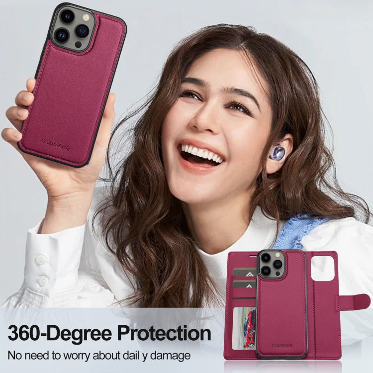 For iPhone 13 Pro LC.IMEEKE L2 Series Detachable Magsafe PU Phone Case with Lanyard(Red) - free shipping - PMC Jewellery - Order now!