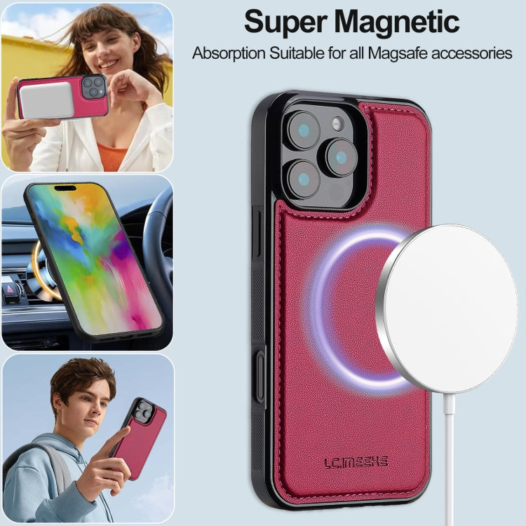 For iPhone 16 Pro Max LC.IMEEKE L2 Series Detachable Magsafe PU Phone Case with Lanyard(Red) - free shipping - PMC Jewellery - Order now!