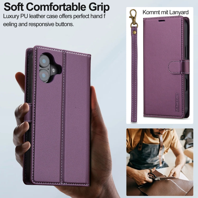 For iPhone 16 LC.IMEEKE L2 Series Detachable Magsafe PU Phone Case with Lanyard(Purple) - iPhone 16 Cases by LC.IMEEKE | Online Shopping South Africa | PMC Jewellery | Buy Now Pay Later Mobicred