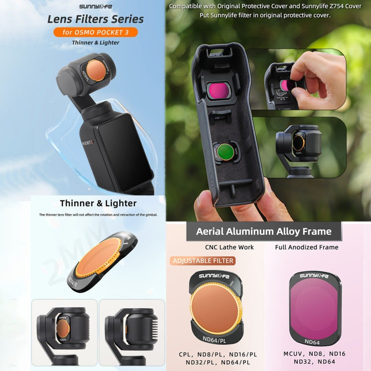 For DJI Osmo Pocket 3 Sunnylife Camera Lens Magnetic Metal Filter, No Impact On Gimbal Reset, Filter:CPL - free shipping - PMC TechLife - Order now!
