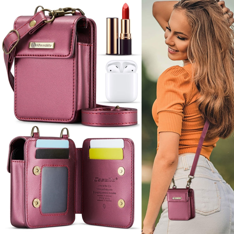 CaseMe Me50 Mini Universal Bag for Apple and Samsung Headphones + Lipstick(Wine Red) - For AirPods 1/2 by CaseMe | Online Shopping South Africa | PMC Jewellery | Buy Now Pay Later Mobicred