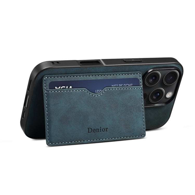 For iPhone 16 Plus Denior D08 PU Single Card Slot Holder Phone Case(Blue) - free shipping - PMC Jewellery - Order now!