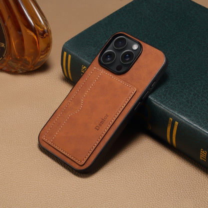 For iPhone 16 Pro Denior D08 PU Single Card Slot Holder Phone Case(Brown) - iPhone 16 Pro Cases by Denior | Online Shopping South Africa | PMC Jewellery | Buy Now Pay Later Mobicred