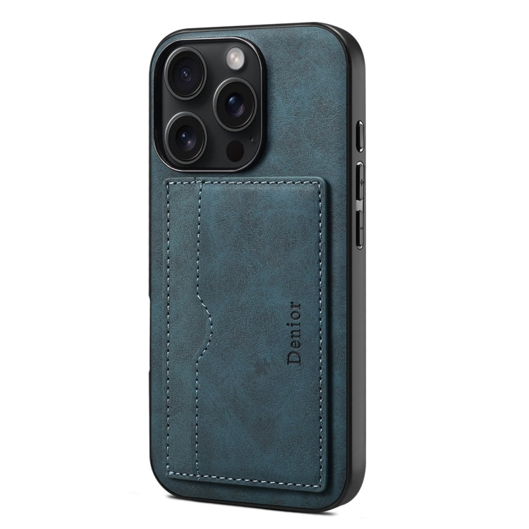 For iPhone 16 Pro Denior D08 PU Single Card Slot Holder Phone Case(Blue) - free shipping - PMC Jewellery - Order now!