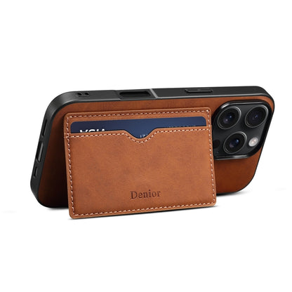 For iPhone 16 Pro Max Denior D08 PU Single Card Slot Holder Phone Case(Brown) - iPhone 16 Pro Max Cases by Denior | Online Shopping South Africa | PMC Jewellery | Buy Now Pay Later Mobicred