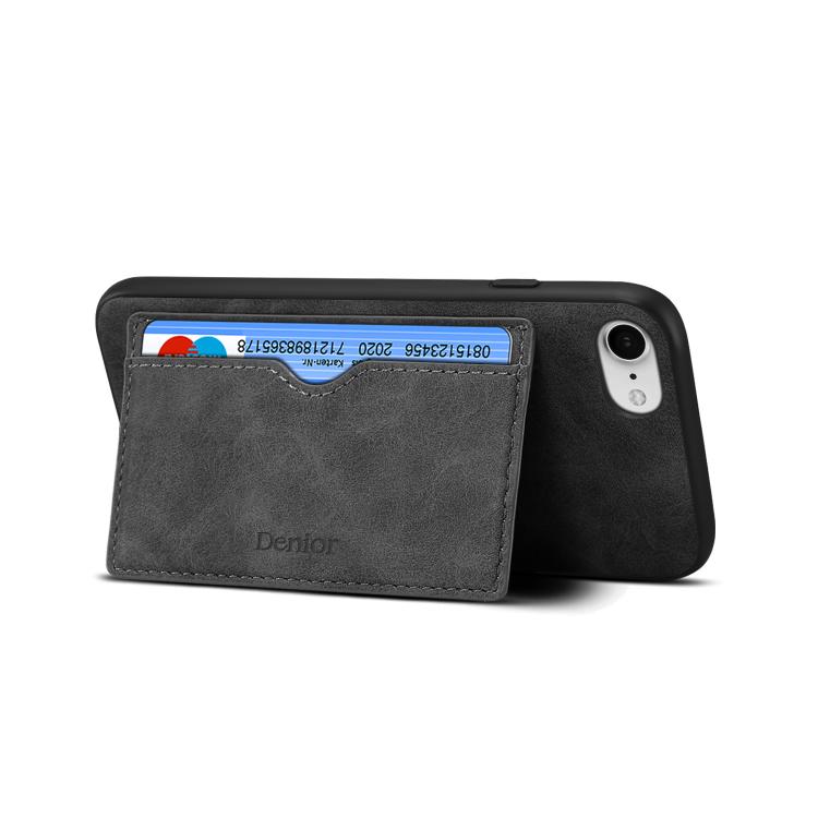 For iPhone 16e Denior D08 PU Single Card Slot Holder Phone Case(Black) - free shipping - PMC TechLife - Order now!