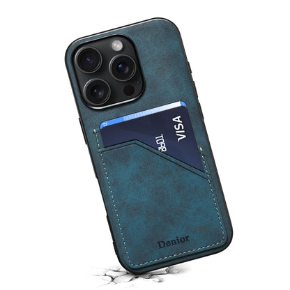 For iPhone 16 Pro Denior D09 PU Dual Card Slot Back Cover Phone Case(Blue) - iPhone 16 Pro Cases by Denior | Online Shopping South Africa | PMC Jewellery | Buy Now Pay Later Mobicred