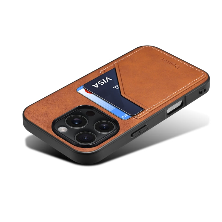For iPhone 16 Pro Max Denior D09 PU Dual Card Slot Back Cover Phone Case(Brown) - free shipping - PMC Jewellery - Order now!