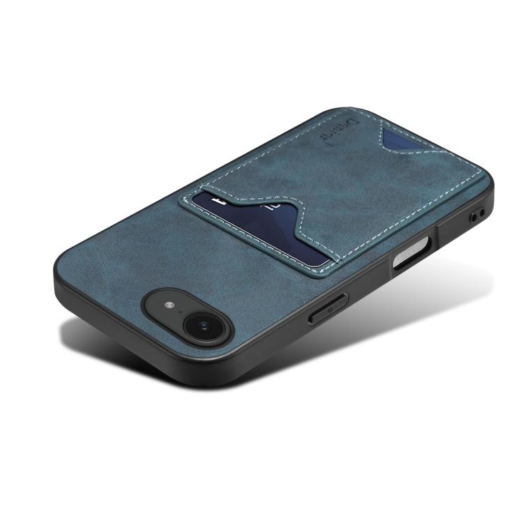 For iPhone 16e Denior D06 PU Back Cover Card Slot Holder Phone Case(Blue) - iPhone 16e Cases by Denior | Online Shopping South Africa | PMC TechLife | Buy Now Pay Later Mobicred