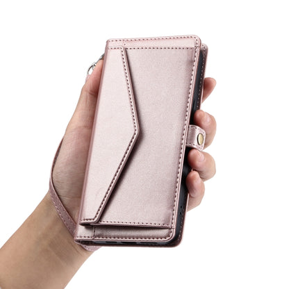 For Samsung Galaxy S25 5G Wallet Multi-card Slot Leather Phone Case with Lanyard(Rose Gold) - Galaxy S25 5G Cases by PMC Jewellery | Online Shopping South Africa | PMC Jewellery | Buy Now Pay Later Mobicred