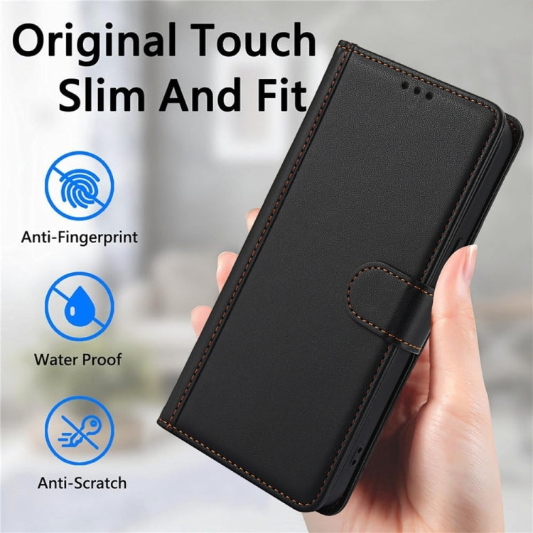 For Samsung Galaxy S25+ 5G Skin Feel Pure Color Card Slots Leather Phone Case with Dual Lanyard(Black) - Galaxy S25+ 5G Cases by PMC Jewellery | Online Shopping South Africa | PMC Jewellery | Buy Now Pay Later Mobicred