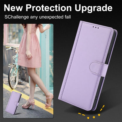 For Samsung Galaxy S25 5G Skin Feel Pure Color Card Slots Leather Phone Case with Dual Lanyard(Purple) - Galaxy S25 5G Cases by PMC Jewellery | Online Shopping South Africa | PMC Jewellery | Buy Now Pay Later Mobicred