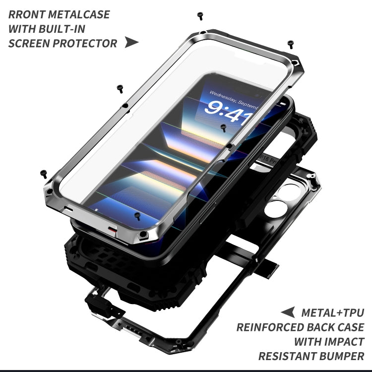 For iPhone 16 Plus R-JUST Life Waterproof Dustproof Shockproof Phone Case(Silver) - iPhone 16 Plus Cases by R-JUST | Online Shopping South Africa | PMC Jewellery | Buy Now Pay Later Mobicred