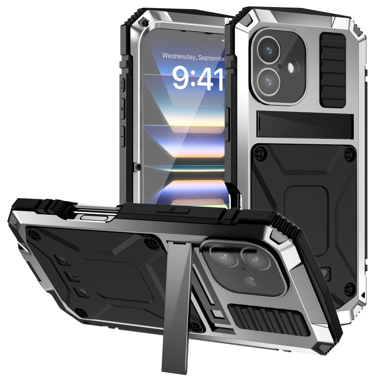 For iPhone 16 R-JUST Life Waterproof Dustproof Shockproof Phone Case(Silver) - iPhone 16 Cases by R-JUST | Online Shopping South Africa | PMC Jewellery | Buy Now Pay Later Mobicred