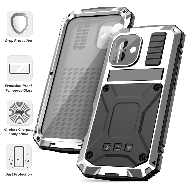 For iPhone 16 R-JUST Life Waterproof Dustproof Shockproof Phone Case(Silver) - iPhone 16 Cases by R-JUST | Online Shopping South Africa | PMC Jewellery | Buy Now Pay Later Mobicred