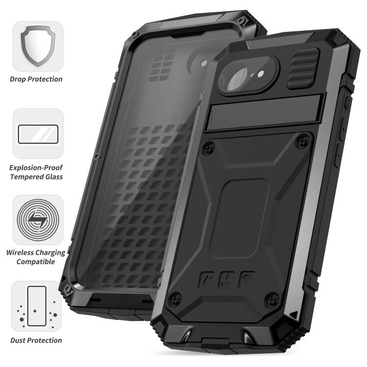 For iPhone 16e R-JUST Life Waterproof Dustproof Shockproof Phone Case(Black) - free shipping - PMC TechLife - Order now!
