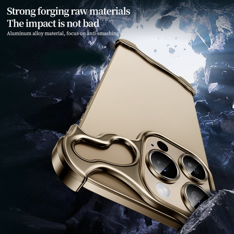 For iPhone 16 Plus Frameless Metal Corner Pad Phone Case with Lens Film(Gold) - free shipping - PMC Jewellery - Order now!