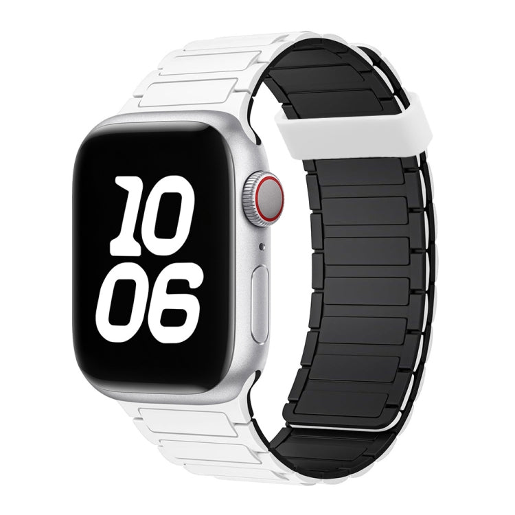 For Apple Watch SE 40mm Tri-beads Magnetic Hoop Silicone Watch Band(White Black) - free shipping - PMc TechLife - Order now!