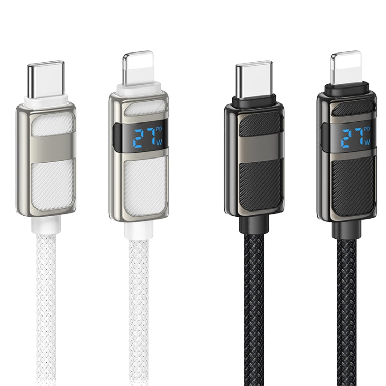 hoco U137 USB-C / Type-C to 8 Pin Line PD Charging Data Cable with Display, Length:1.2m(White) - 2 in 1 Cable by hoco | Online Shopping South Africa | PMC Jewellery | Buy Now Pay Later Mobicred