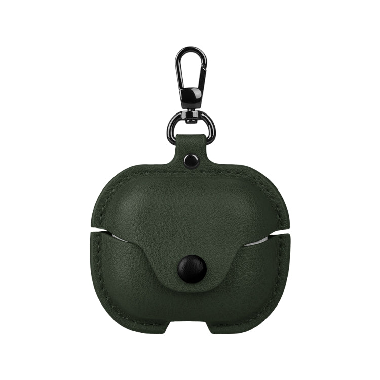 For Samsung Galaxy Buds 3 Business Leather Bluetooth Earphone Protective Case with Hook(Green) - free shipping - PMC Jewellery - Order now!