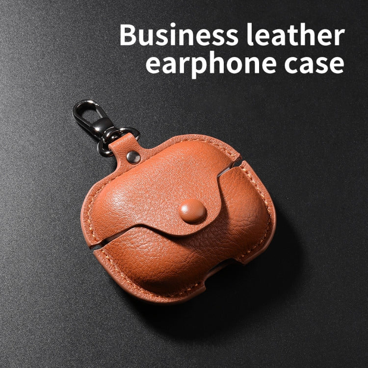 For Samsung Galaxy Buds 3 Business Leather Bluetooth Earphone Protective Case with Hook(Red) - Samsung Earphone Case by PMC Jewellery | Online Shopping South Africa | PMC Jewellery | Buy Now Pay Later Mobicred