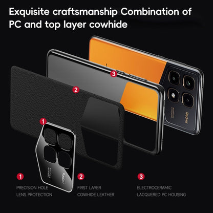 For Redmi K70 Champion First Layer Cowhide Leather Electroplated PC Phone Case(Orange) - Xiaomi Cases by PMC Jewellery | Online Shopping South Africa | PMC Jewellery | Buy Now Pay Later Mobicred