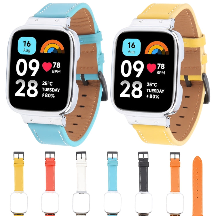 For Redmi Watch 3 Lite Metal Frame Integrated Leather Watch Band(Black) - free shipping - PMc TechLife - Order now!