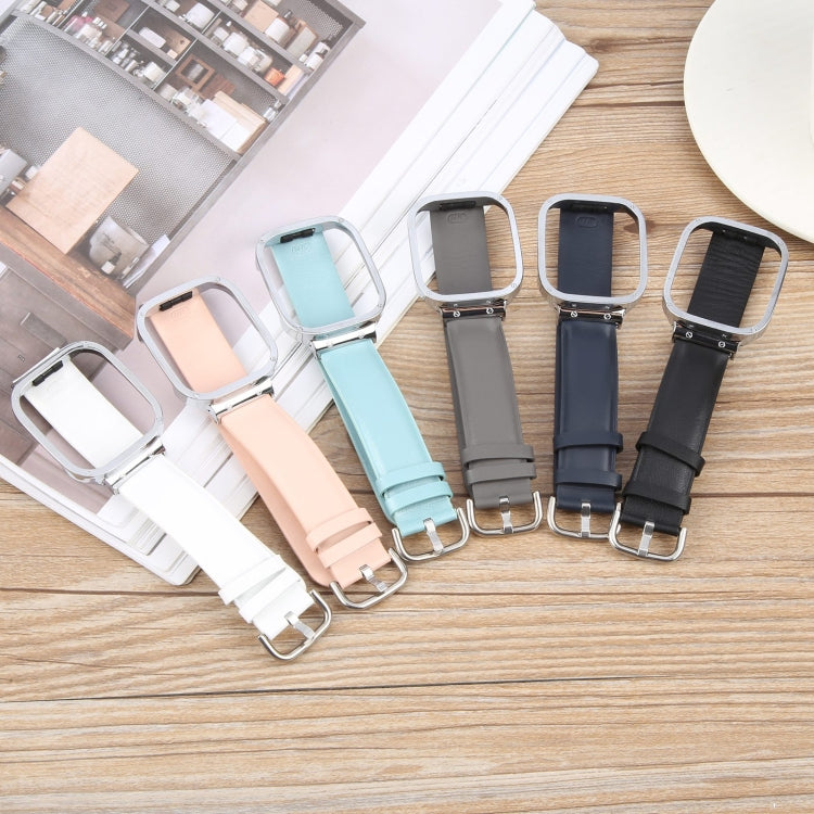For Redmi Watch 3 Lite Metal Frame Integrated Genuine Leather Watch Band(Pink) - free shipping - PMc TechLife - Order now!