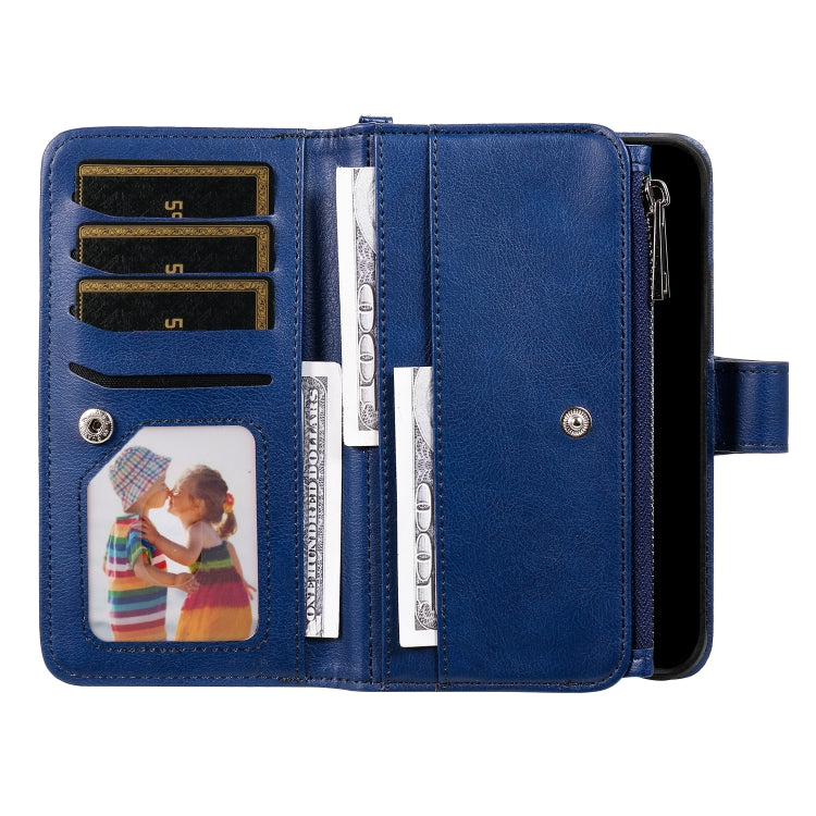 For iPhone 16 Plus Solid Color 2 in 1 Zipper Shockproof Phone Case(Blue) - free shipping - PMC Jewellery - Order now!