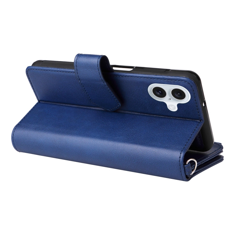 For iPhone 16 Plus Solid Color 2 in 1 Zipper Shockproof Phone Case(Blue) - free shipping - PMC Jewellery - Order now!