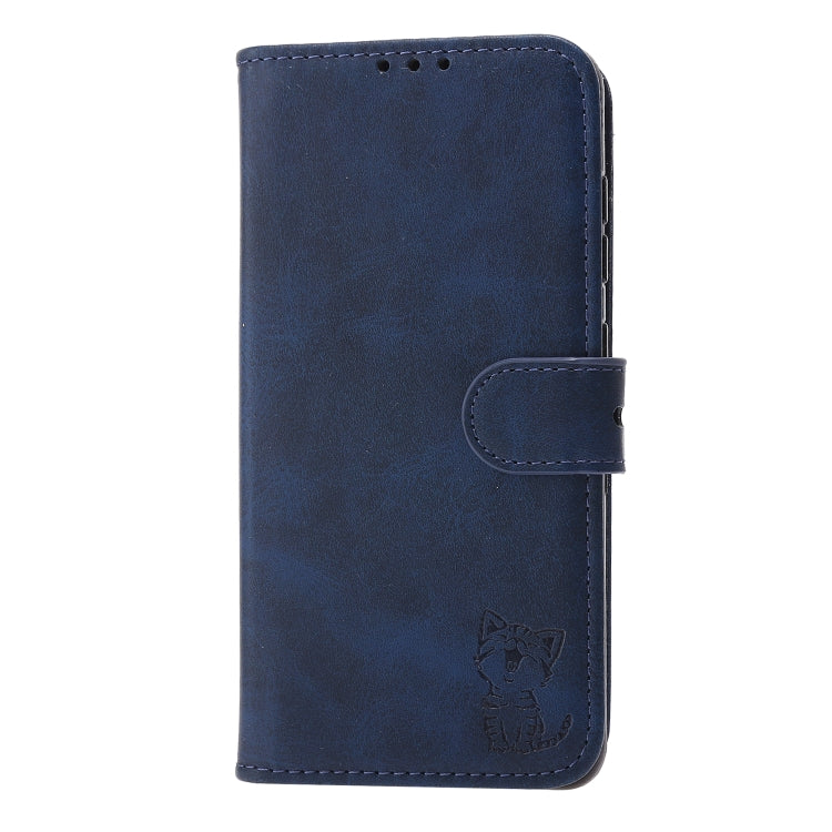 For Samsung Galaxy S25+ 5G Embossed Happy Cat Pattern Flip Leather Phone Case(Blue) - Galaxy S25+ 5G Cases by PMC Jewellery | Online Shopping South Africa | PMC Jewellery | Buy Now Pay Later Mobicred