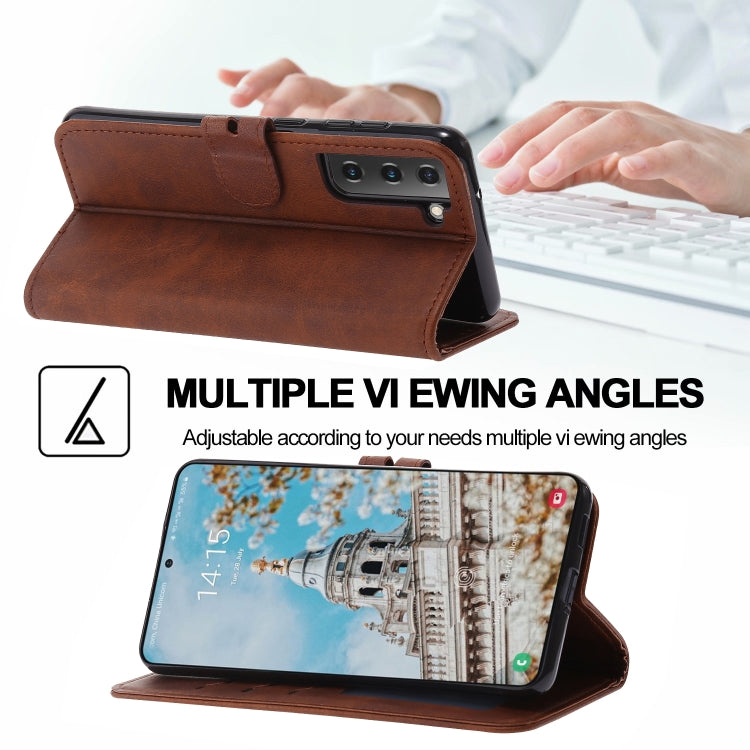 For Samsung Galaxy S25+ 5G Embossed Happy Cat Pattern Flip Leather Phone Case(Brown) - Galaxy S25+ 5G Cases by PMC Jewellery | Online Shopping South Africa | PMC Jewellery | Buy Now Pay Later Mobicred