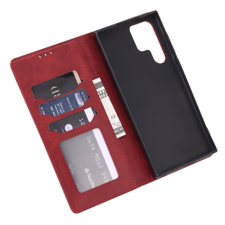 For Samsung Galaxy S25 Ultra 5G Embossed Happy Cat Pattern Flip Leather Phone Case(Red) - Galaxy S25 Ultra 5G Cases by PMC Jewellery | Online Shopping South Africa | PMC Jewellery | Buy Now Pay Later Mobicred