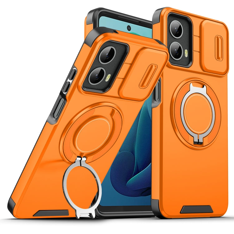For Motorola Moto G 5G 2024 Sliding Camshield Ring Holder Phone Case(Orange) - Motorola Cases by PMC Jewellery | Online Shopping South Africa | PMC Jewellery | Buy Now Pay Later Mobicred