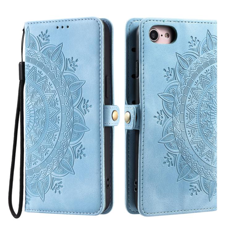 For iPhone 16e Skin Feel Totem Embossed Leather Phone Case(Blue) - iPhone 16e Cases by PMC TechLife | Online Shopping South Africa | PMC TechLife | Buy Now Pay Later Mobicred