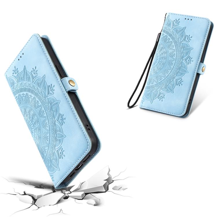 For iPhone 16e Skin Feel Totem Embossed Leather Phone Case(Blue) - iPhone 16e Cases by PMC TechLife | Online Shopping South Africa | PMC TechLife | Buy Now Pay Later Mobicred