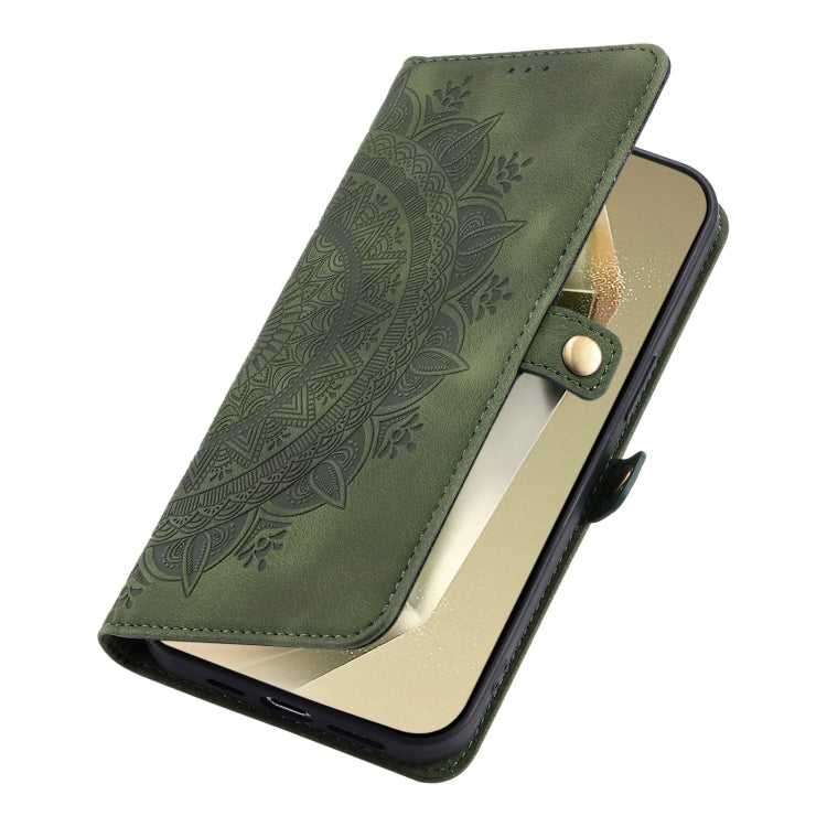 For Samsung Galaxy S25 5G Skin Feel Totem Embossed Leather Phone Case(Deep Green) - Galaxy S25 5G Cases by PMC Jewellery | Online Shopping South Africa | PMC Jewellery | Buy Now Pay Later Mobicred