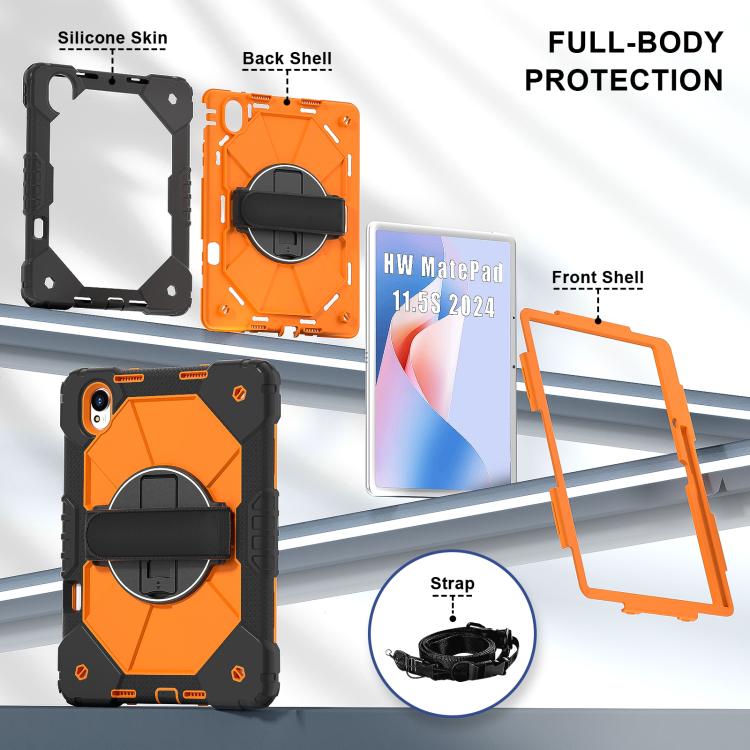 For Huawei MatePad 11.5 S Contrast Color Robot Silicone Hybrid PC Tablet Case(Black Orange) - free shipping - PMC TechLife - Order now!