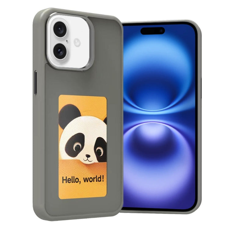 For iPhone 16 Four-Color E-ink Screen NFC DIY Phone Case(Grey) - iPhone 16 Cases by PMC Jewellery | Online Shopping South Africa | PMC Jewellery | Buy Now Pay Later Mobicred