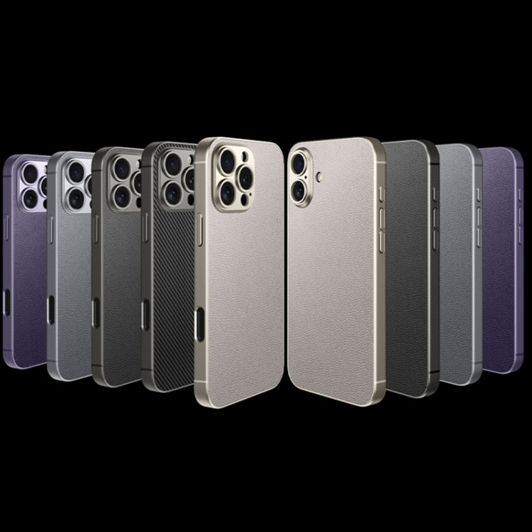 For iPhone 16 GKK Metal Paint Skin Feel Leather Full Coverage Phone Case(Titanium Grey) - free shipping - PMC Jewellery - Order now!