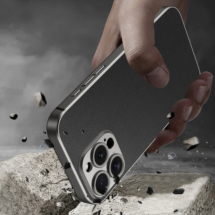 For iPhone 16 GKK Metal Paint Skin Feel Leather Full Coverage Phone Case(Titanium Grey) - free shipping - PMC Jewellery - Order now!