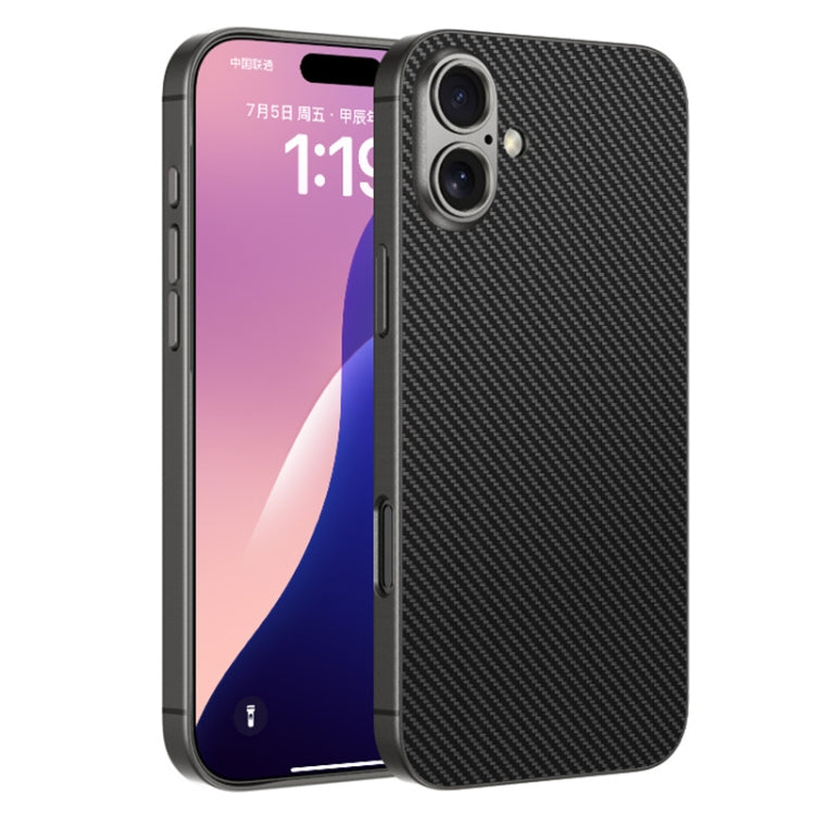 For iPhone 16 GKK Metal Paint Skin Feel Leather Full Coverage Phone Case(Carbon Fibre) - iPhone 16 Cases by GKK | Online Shopping South Africa | PMC Jewellery | Buy Now Pay Later Mobicred