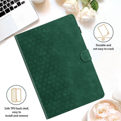 For Samsung Galaxy Tab S9 / S9 FE Honeycomb Embossed Leather Smart Tablet Case(Green) - Galaxy Tab S9 Cases by PMC Jewellery | Online Shopping South Africa | PMC Jewellery | Buy Now Pay Later Mobicred