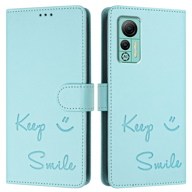 For Ulefone Note 14 Smile Embossing RFID Leather Phone Case(Mint Green) - Ulefone Cases by PMC Jewellery | Online Shopping South Africa | PMC Jewellery | Buy Now Pay Later Mobicred