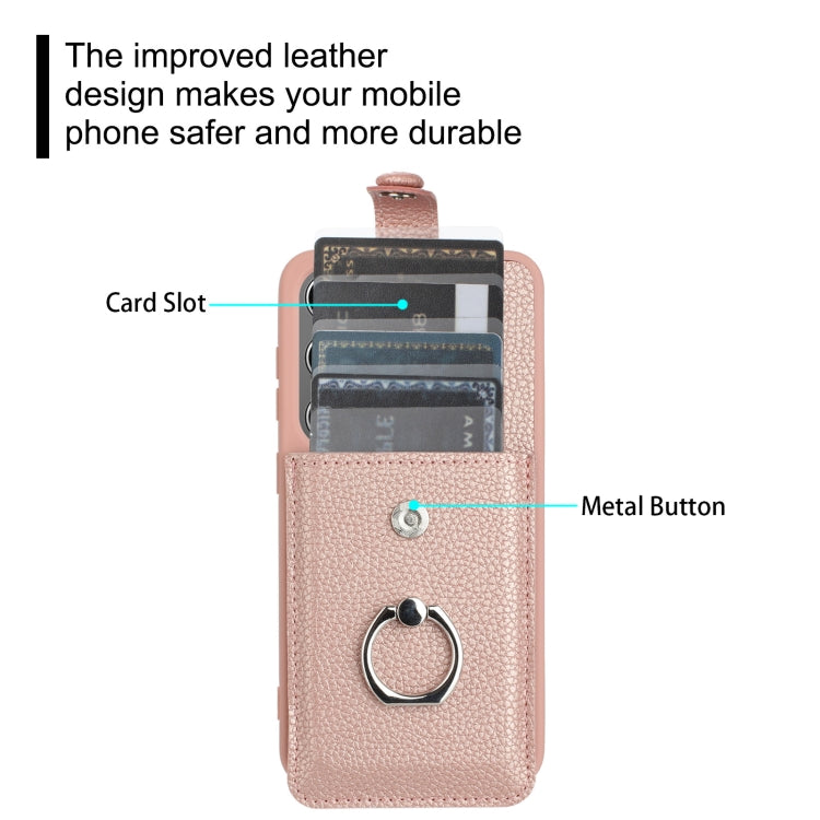 For Samsung Galaxy S25 5G Litchi Texture Drawing Card Bag Ring Holder Phone Case(Black) - Galaxy S25 5G Cases by PMC Jewellery | Online Shopping South Africa | PMC Jewellery | Buy Now Pay Later Mobicred